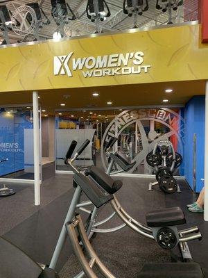 They have a section designated to women's and it has a lot of the necessary workout equipments in there