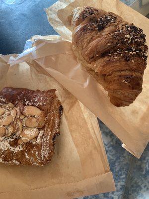 Almond Croissant (left) and Everything Croissant (right)