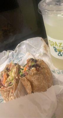 Jerk wheat Wrap with limeade