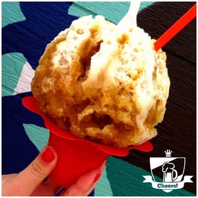 One of our favorite shave ice combinations. Butterbeer with our signature cream!