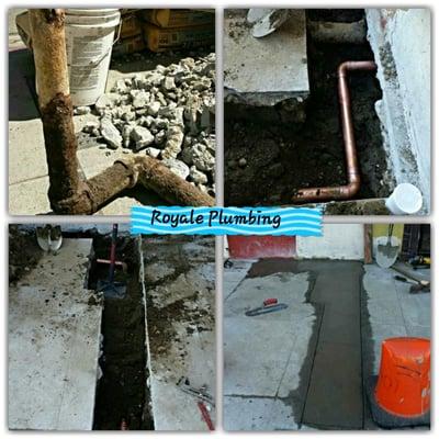 Main water line replacement underground from the meter to the building.