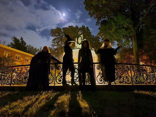 Fountain, St. James Ct. Beautiful night for the Victorian ghost tour in Pld Louisville.