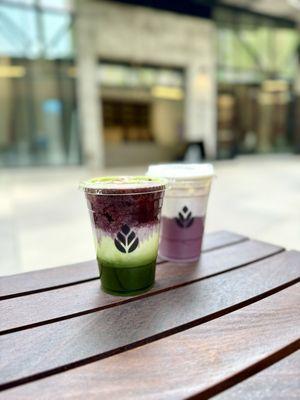 Blueberry lavender matcha , ube jasmine sweet cream