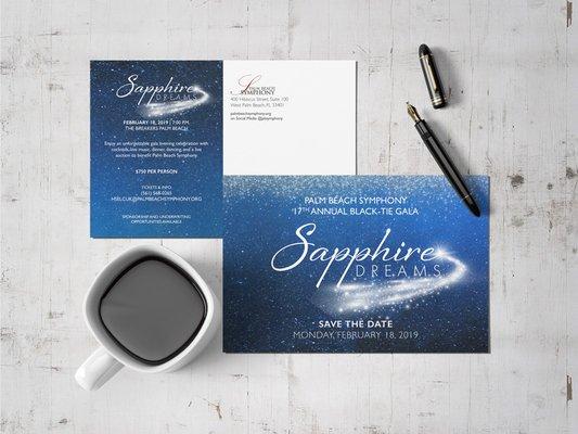 Palm Beach Symphony - Sapphire Dreams Save the Date Postcard