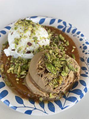 Kanafa with booza and coffee ice cream