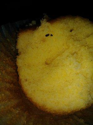 So i got this pack of 3 muffins from my corner store and biting in to it i see something black so i chose to dig into it and saw this