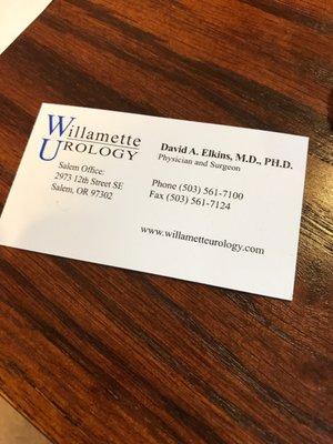 Dr Elkins business card