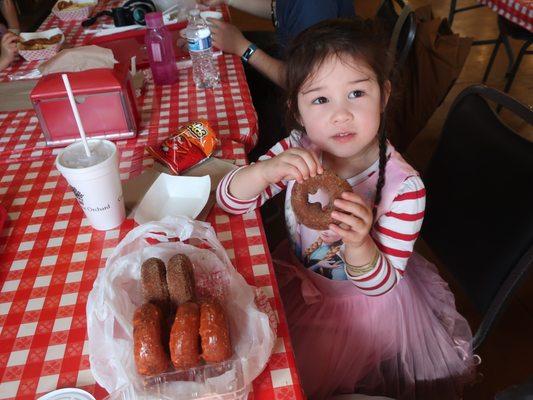 Our littlest Yelper taste tests their donuts here. Cinnamon, then pumpkin.  She eats and likes everything usually, so a good review likely.