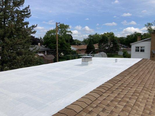 After - We we're able to save this roof with repairs and white thermoplastic roof coating