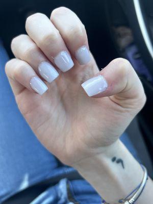 i Was charged 60$ for this really short set with plain white acrylic. theres acrylic on my cuticles . don't recommend.