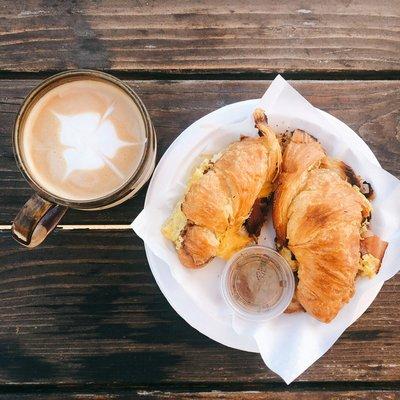 Copper Croissant and Latte