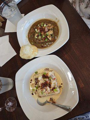 Gumbo and grits, shrimp and grits