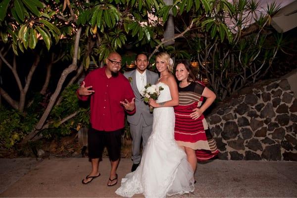 DJ Kechup with his beautiful bride Danielle, with my husband and I on our wedding day :)