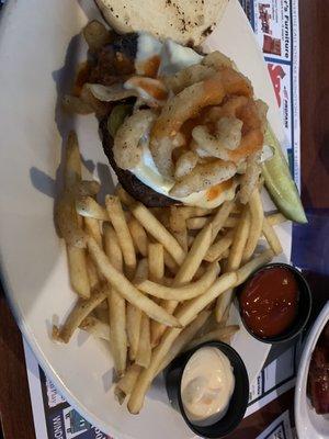 Habanero burger with side of fries