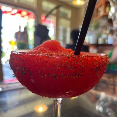 Strawberry margarita with Tajin...delicious