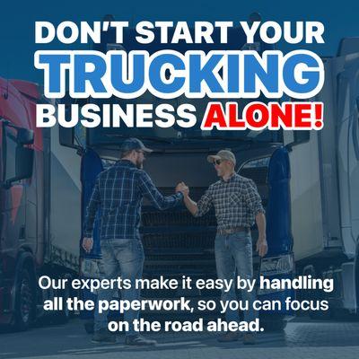 It's quite a challenge to start your trucking business on your own, we can guide you step by step by doing the paperwork for you!