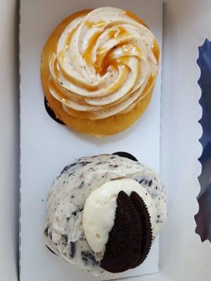 brown butter caramel & cookies n' cream cupcakes