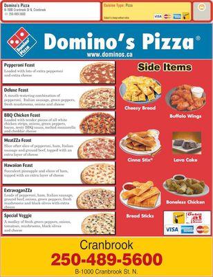 The Dominoes online menu.