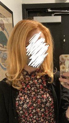 December after picture (red--was supposed to just be a root touch up for my blond hair)