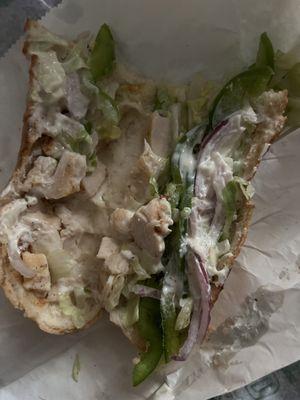 This is suppose to be the chicken cheese lettuce onions and peppers