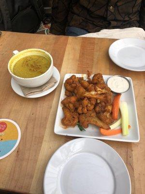 Buffalo cauliflower and turmeric latte at sage cafe