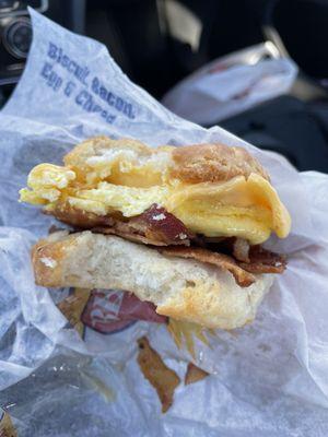 Loaded bacon egg and cheese biscuit