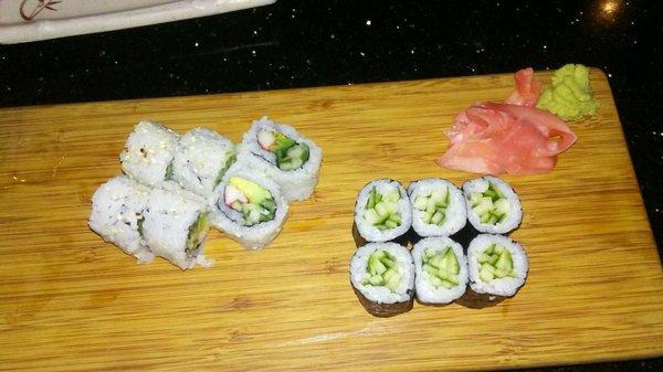 California roll and cucumber roll