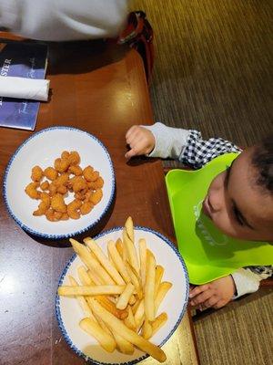 Kids popcorn shrimp and shrimp meal