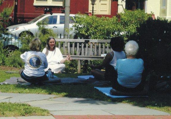 Yoga outdoors at a DC location.