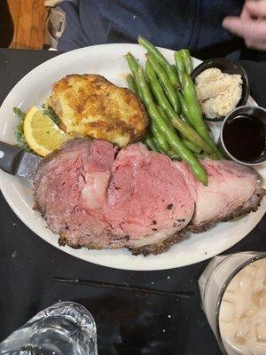 The prime rib rare or blue style