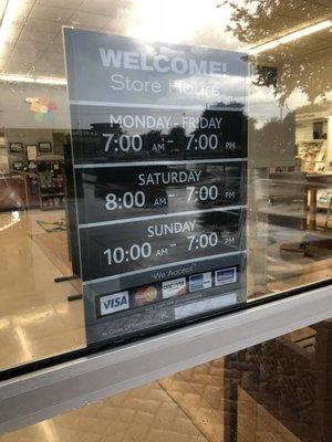 It is 6:30ish in the evening right now, but store is closed.