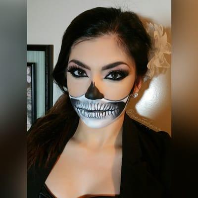 Halloween makeup-half skeleton