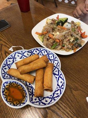 Chicken Spring Rolls and Drunken Noodles