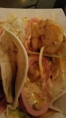 Delish fresh Gulf shrimp tacos also pair nicely with date nights, heck any night LOL