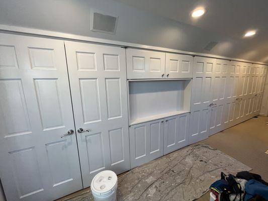 Custom master bedroom tv / cabinet wall