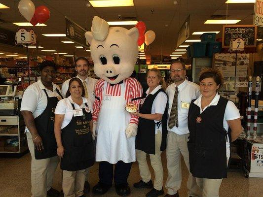 The 13th Street Columbus crew made Mr. Pig a birthday cake.