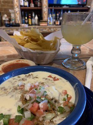 El Paso dip - beans, ground beef, melted cheese and pico Di Gallo. Soooo good