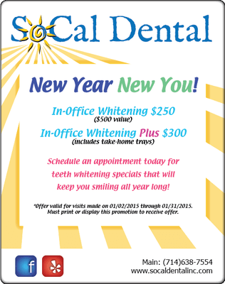 First special of 2015 - call us today for an appointment!