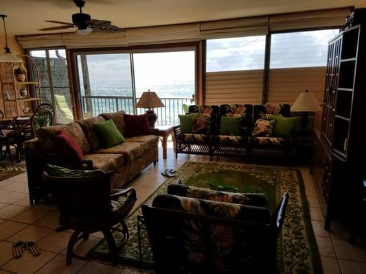 Living room with ocean front view