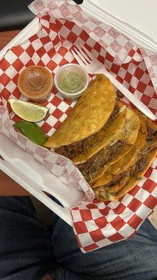 Three Piece 6" Red Birria Tacos