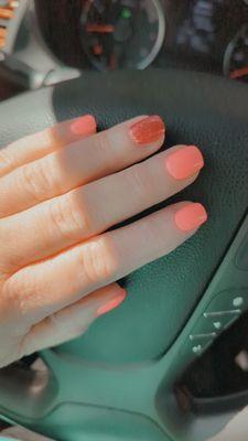 Beautiful springtime nails  Technician was Andy.   every technician there is worth five stars.