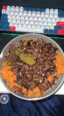 1lb Carne Asada Por lbs. 1 small cup Rice