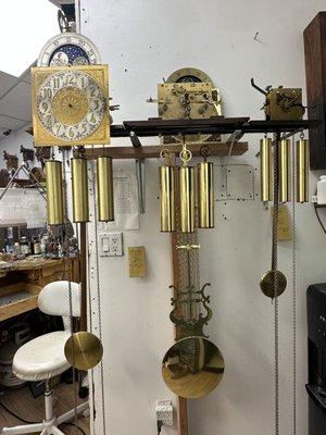 Grand father clock repair in process .