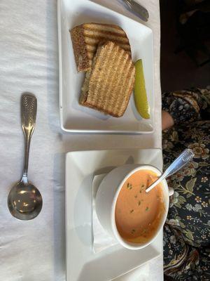 Tomato Bisque with grilled cheese