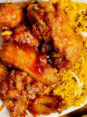 Honey Bbq Wings & Fried rice.