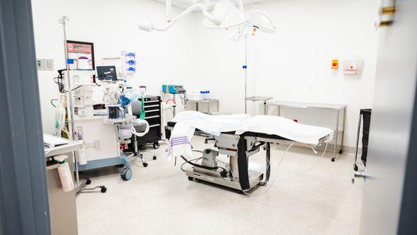 The operating room at Wilmington Plastic Surgery's surgical center in Wilmington, North Carolina.