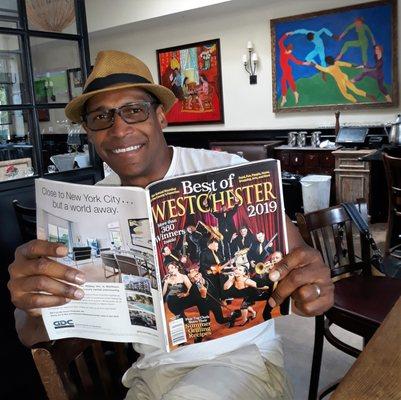 Owner Alvin Clayton with Best of Westchester issue