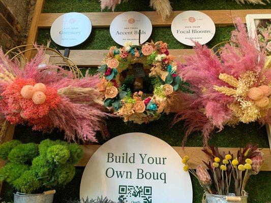 Floral display and Build Your Own Bouq Bar