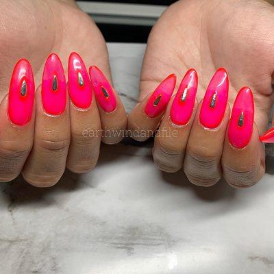 Neon jelly nails. Builder gel extensions