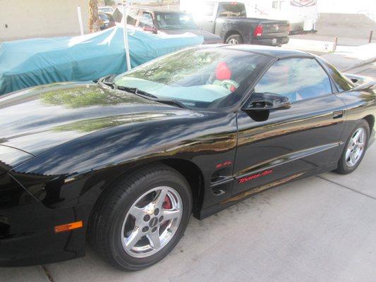 This is the left side of my classic 1998 Trans Am after Ace Brothers Collision madethe repairs. They are the best body shop by far! Paul and